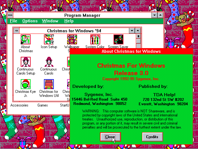 Xmas for Windows v3.0 - Splash